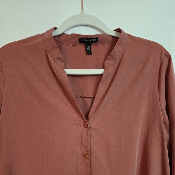 Eileen Fisher Salmon Color Soft Fall Button Up Shirt - Picture 3 of 9